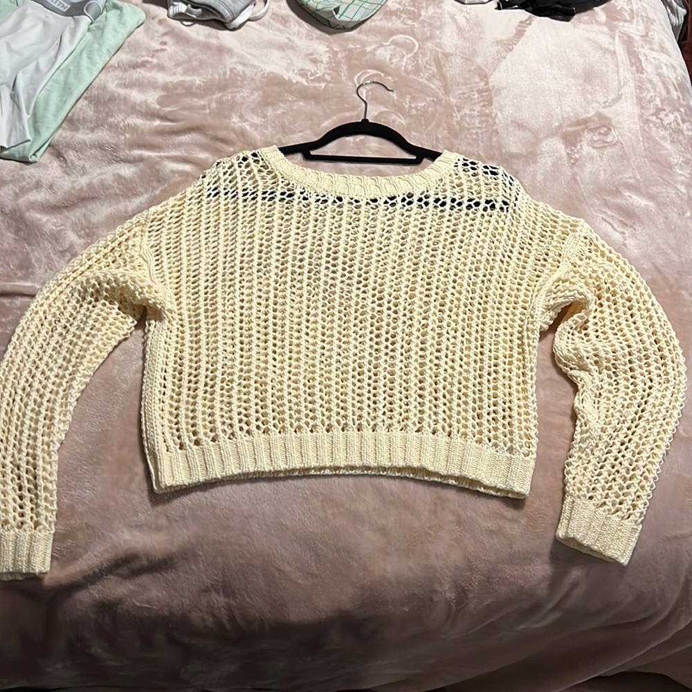 Knit see through cream sweater